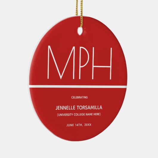 Afstuderen Rode MPH-graad behouden Keramisch Ornament (Rechts)