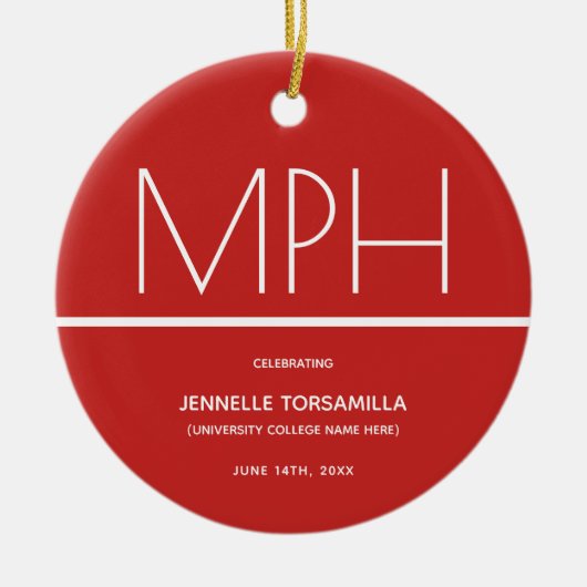 Afstuderen Rode MPH-graad behouden Keramisch Ornament (Voorkant)