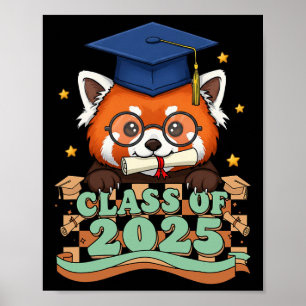 Afstuderen rode panda cl van 2025 Kinder Mannen vr Poster