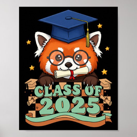 Afstuderen rode panda cl van 2025 Kinder Mannen vr Poster (Voorkant)