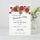 Afstuderen rode rozenrood kaart (Staand voorkant)