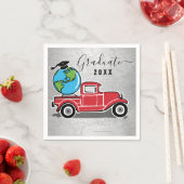 Afstuderen  Rode Vrachtwagen Afstudeerder Pet Were Servet (Insitu)