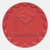 Afstuderen rode wasverzegeling ronde sticker (Voorkant)