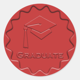 Afstuderen rode wasverzegeling ronde sticker