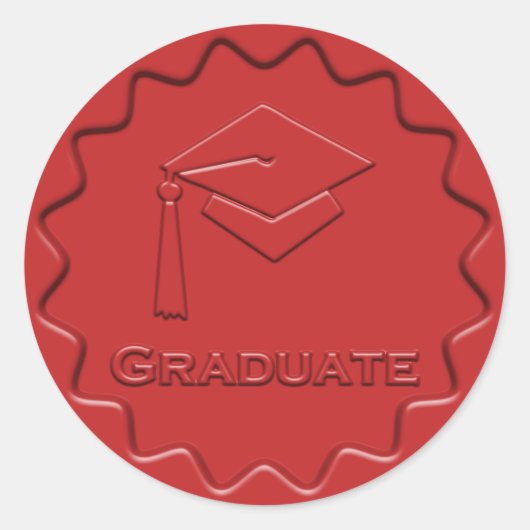 Afstuderen rode wasverzegeling ronde sticker (Voorkant)