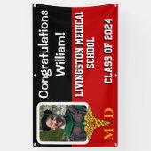 Afstuderen Rode, zwarte en witte Medische School Spandoek (Verticaal)