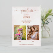 Afstuderen Romantic Dan & nu 2 Foto's Roos Gold Folie Uitnodiging (Staand Voorkant)