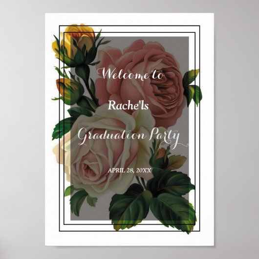 Afstuderen Romantic Flowers Poster (Voorkant)