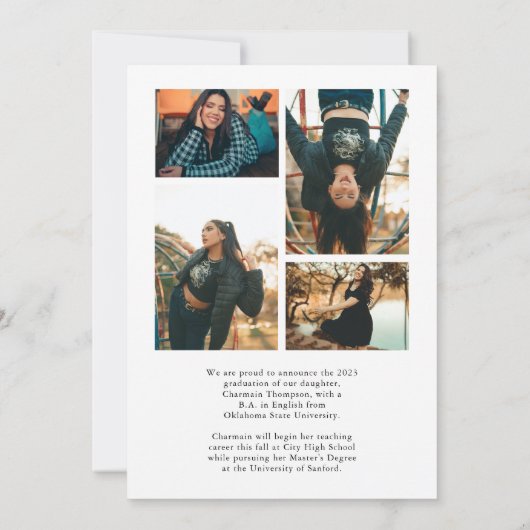 Afstuderen Romantic Script Photo Collage Aankondiging (Achterkant)