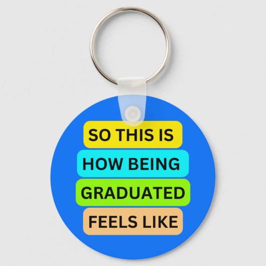 Afstuderen ronde lichtblauwe sleutelhanger SO_THIS (Voorkant)