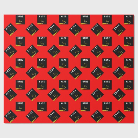 Afstuderen Rood Cadeaupapier (Vlak)