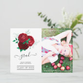 Afstuderen rood en groen aankondiging (Staand voorkant)