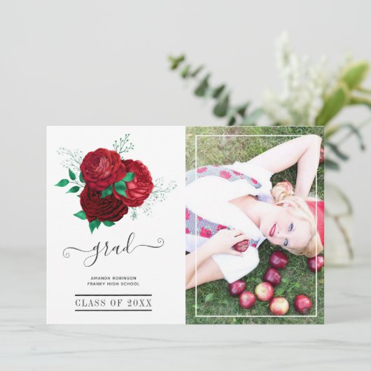 Afstuderen rood en groen aankondiging (Staand voorkant)