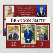 Afstuderen Rood en Wit Drie Foto vooraan Kaart (Voorkant / Achterkant)