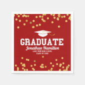 Afstuderen rood goud Confetti afstudeerfeest Servet (Voorkant)