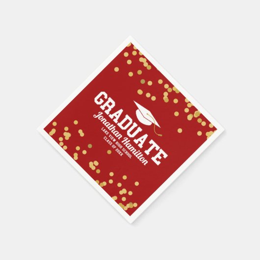 Afstuderen rood goud Confetti afstudeerfeest Servet