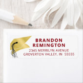 Afstuderen Rood Goud Faux Metallic Folie Etiket (Insitu)