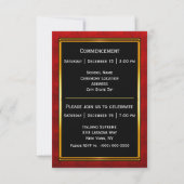 Afstuderen Rood Goud Lijst Zwart Afstuderen Aankondiging (Achterkant)