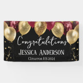 Afstuderen rood gouden ballonnen banner (Horizontaal)