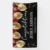 Afstuderen rood gouden ballonnen banner (Verticaal)