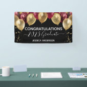Afstuderen rood gouden ballonnen banner (Beurs)