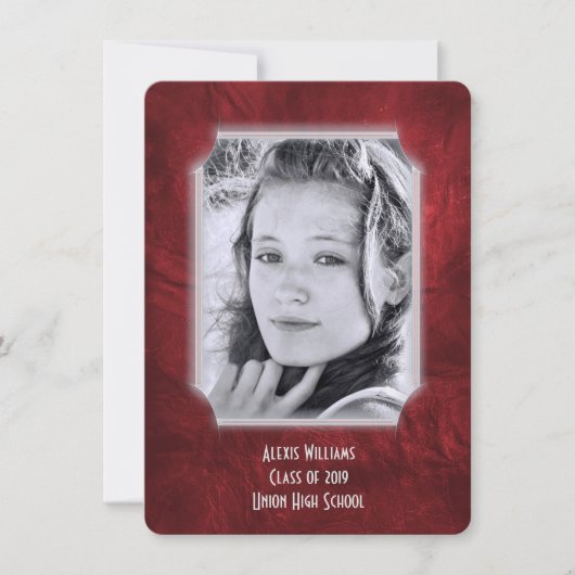 Afstuderen rood leder uitnodigen kaart (Voorkant)