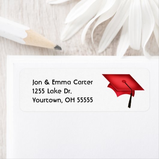 Afstuderen rood pet en zwarte tassel etiket (Insitu)