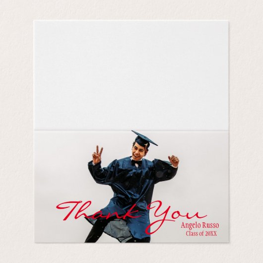 Afstuderen Rood Pet Fotoscript Kaart (Buitenkant ongevouwen)