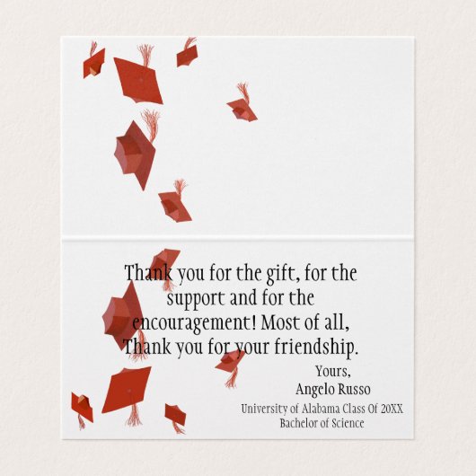 Afstuderen Rood Pet Fotoscript Kaart (Binnenkant ongevouwen)