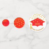 Afstuderen Rood Pet & Gold Table Confetti (Achterkanten)