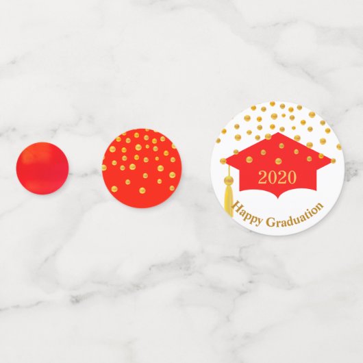 Afstuderen Rood Pet & Gold Table Confetti (Achterkanten)
