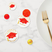 Afstuderen Rood Pet & Gold Table Confetti (Groep)