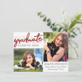 Afstuderen rood script | Crimson 2 Foto Keepsake Kaart (Staand voorkant)