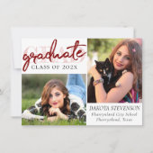 Afstuderen rood script | Crimson 2 Foto Keepsake Kaart (Voorkant)