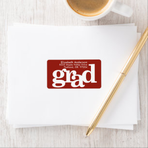 Afstuderen rood vet modern typografie adres etiket