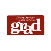 Afstuderen rood vet modern typografie adres etiket (Voorkant)