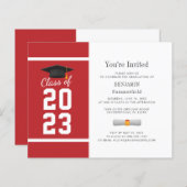 Afstuderen Rood Wit 2024 Feestuitnodiging (Voorkant / Achterkant)