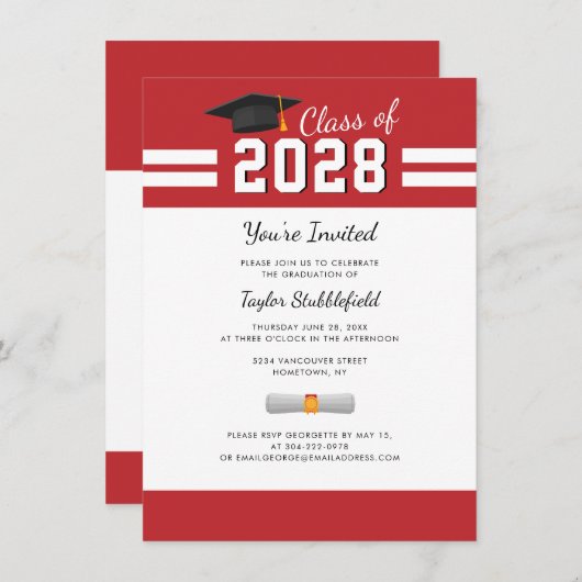 Afstuderen Rood Wit Afstudeerder 2024 Partij Kaart (Voorkant / Achterkant)