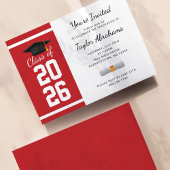 Afstuderen Rood Wit Afstudeerder Party 2025 Uitnod