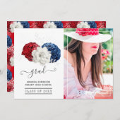 Afstuderen rood, wit en blauw aankondiging (Voorkant / Achterkant)