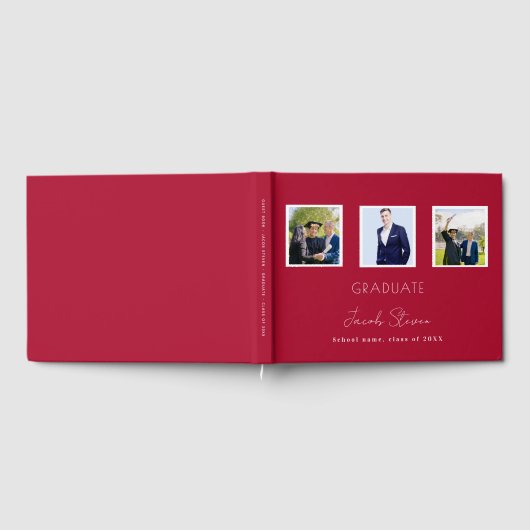 Afstuderen rood wit naam script foto gastenboek (Volledig)
