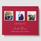 Afstuderen rood wit naam script foto gastenboek (Voorkant)
