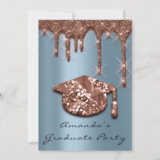 Afstuderen Roos Blauw Pet 3D-effect Glam Kaart (Achterkant)