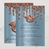 Afstuderen Roos Blauw Pet 3D-effect Glam Kaart (Voorkant / Achterkant)