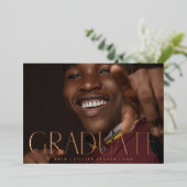 AFSTUDEREN Roos Folie geperste Foto 2023 Uitnodiging (Staand Voorkant)