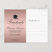 Afstuderen Roos Gold Afstudeerder Pet Diploma Save Aankondigingskaart (Achterkant)