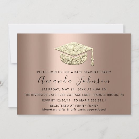 Afstuderen Roos Gold Afstuderen Pet voor studenten Kaart (Voorkant)