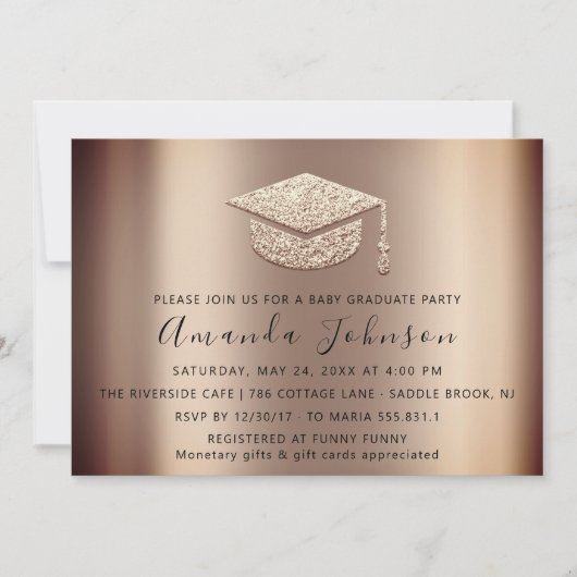 Afstuderen Roos Gold Afstuderen Pet voor studenten Kaart (Voorkant)