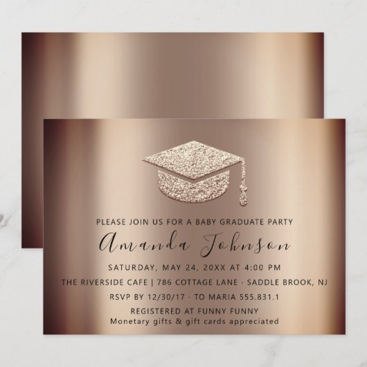 Afstuderen Roos Gold Afstuderen Pet voor studenten Kaart (Voorkant / Achterkant)