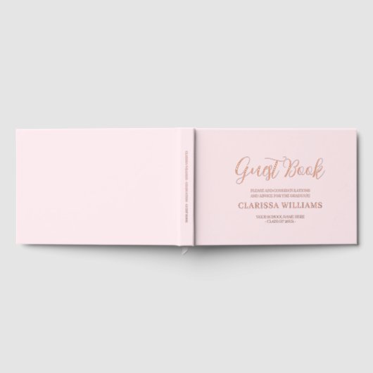 Afstuderen Roos Gold Folie Roze Gastenboek (Volledig)
